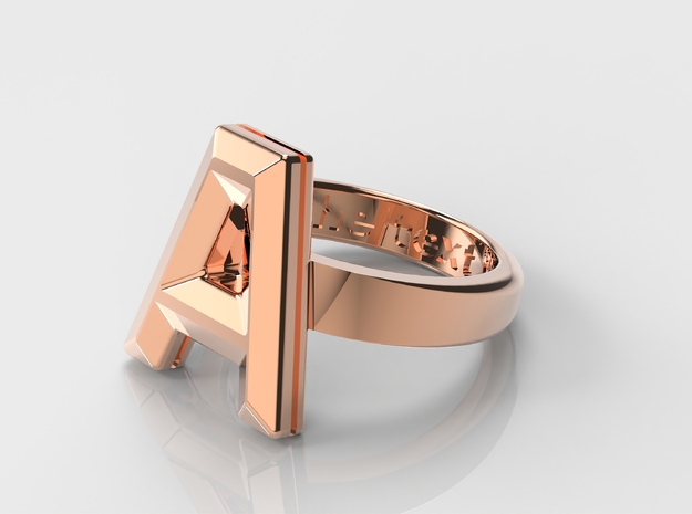 A in 14k Rose Gold Plated Brass