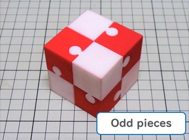KUMIKIYA Jigsaw Cube [Red] (odd pieces) in White Natural Versatile Plastic