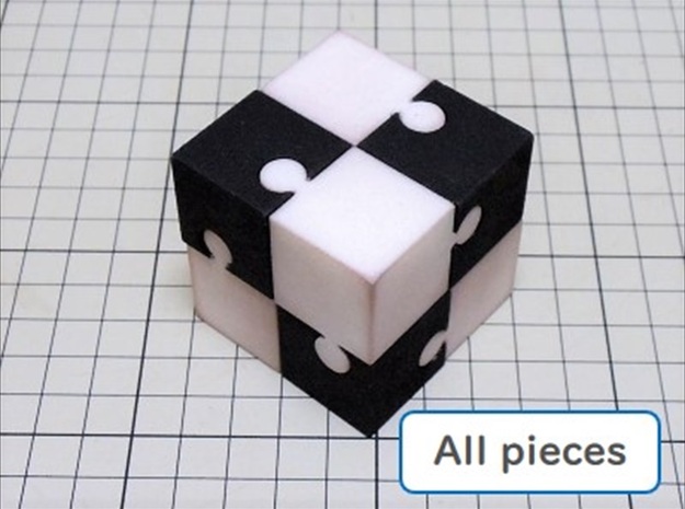 KUMIKIYA Jigsaw Cube [Black] (All pieces) in Black Natural Versatile Plastic