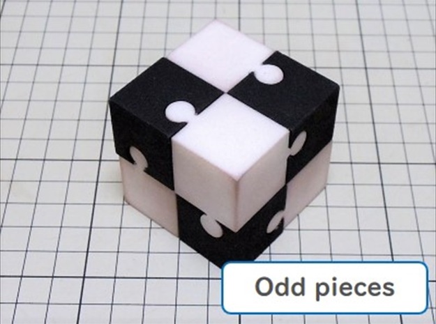 KUMIKIYA Jigsaw Cube [Black] (odd pieces) in White Natural Versatile Plastic