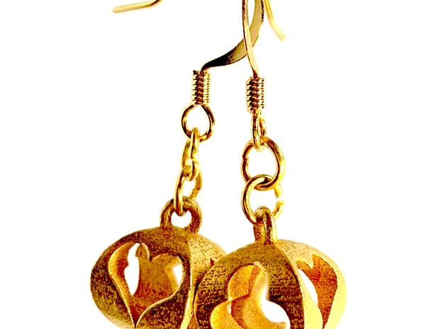 Four Suits Earring in Polished Gold Steel