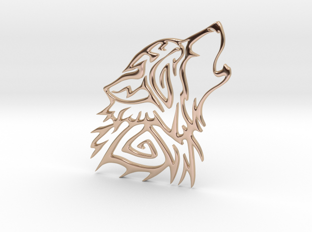 Howling Wolf in 14k Rose Gold Plated Brass