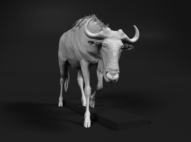 Blue Wildebeest 1:35 Male on uneven surface 1 in White Natural Versatile Plastic