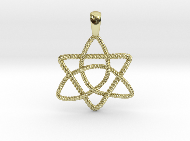 Trinity Knot with Triangle Pendant in 18k Gold Plated Brass