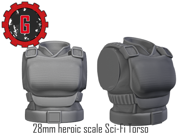 28mm Heroic Scale Female Sci-Fi torso in Tan Fine Detail Plastic