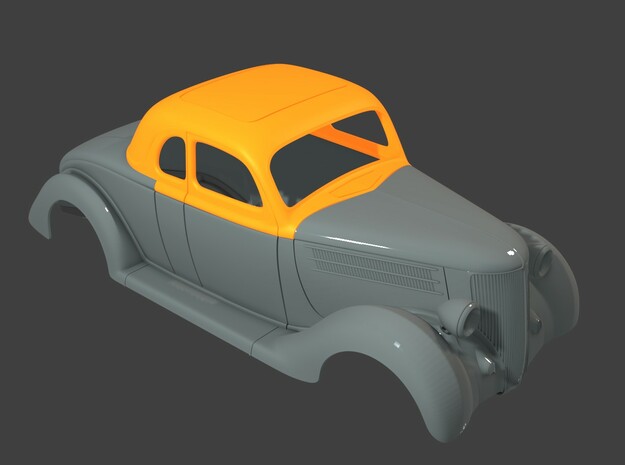 1935-36 Ford Coupe 5 Window Roof (Multiple Scales) in White Natural Versatile Plastic: 1:16