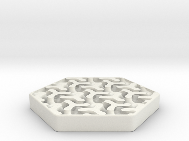 Laves Coasters (Hexagonal) in White Natural Versatile Plastic