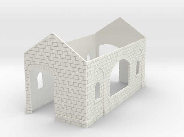 OO Gauge Goods Shed Shell (Version 1) in White Natural Versatile Plastic