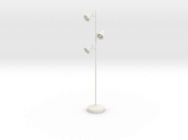 Miniature Floor Triple Lamp 'Office Days' in White Premium Versatile Plastic: 1:12