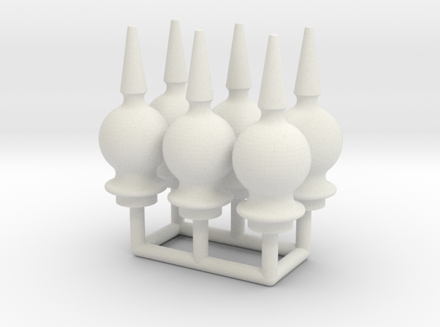 Finial Semaphore Solid Ball Spike 1-19 scale pack  in White Natural Versatile Plastic
