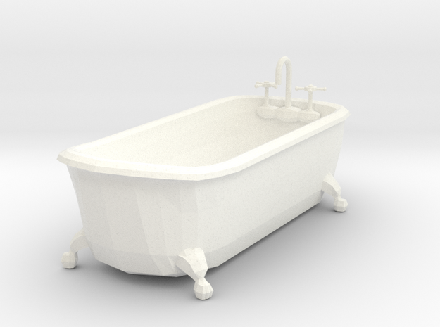 Miniature Dollhouse Clawfoot Bathtub in White Processed Versatile Plastic: 1:24