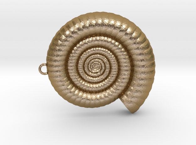 Clamshell - Ammonite Charm 3D Model  -  3D Pendant in Polished Gold Steel
