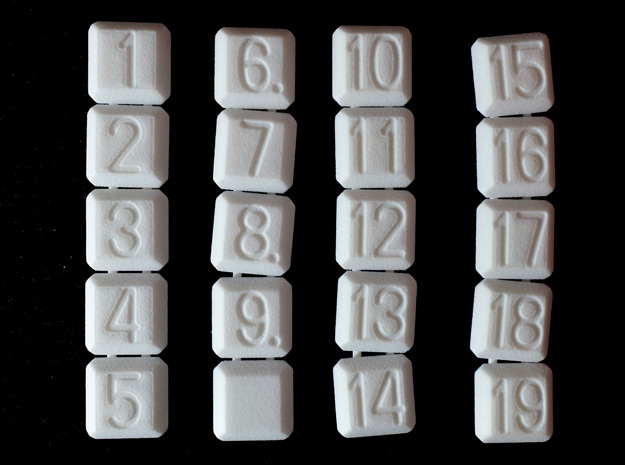 15+4 puzzle (Tiles) in White Processed Versatile Plastic