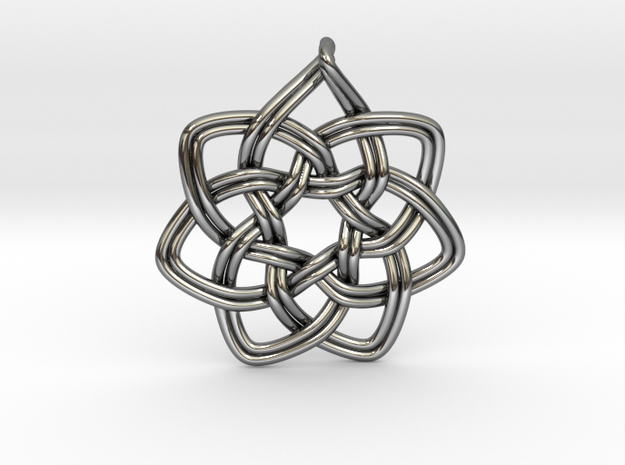 7 pointed woven pendant in Fine Detail Polished Silver