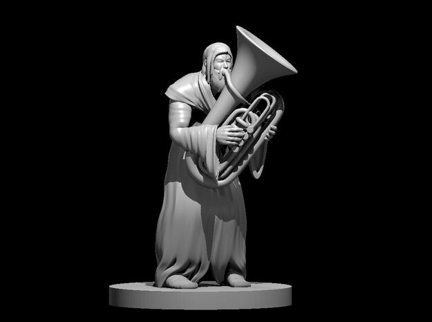 Homeless Human Male Bard with Tuba in Tan Fine Detail Plastic