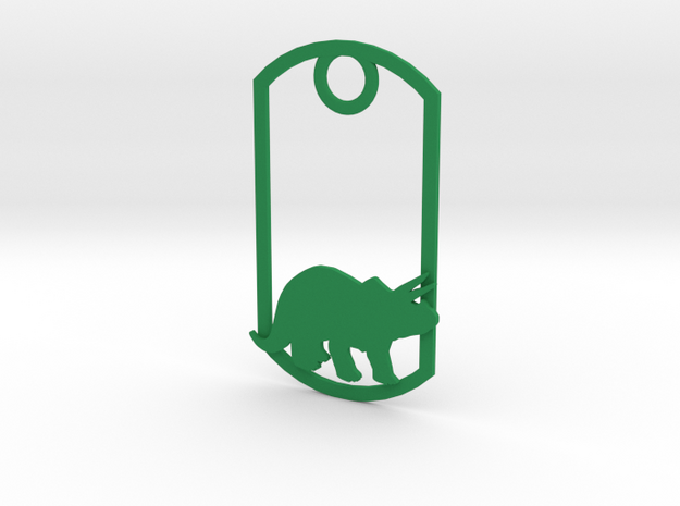 Triceratops dog tag in Green Processed Versatile Plastic
