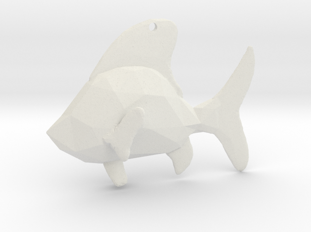 Sea Fish - Nautical Charm 3D Faceted Pendant in White Natural Versatile Plastic