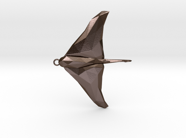Stingray - Ocean Charm 3D Model - Faceted Pendant in Polished Bronze Steel