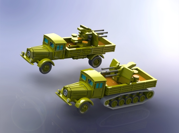 Mercedes L4500 Trucks with 20mm Flak 1/160 in Smooth Fine Detail Plastic