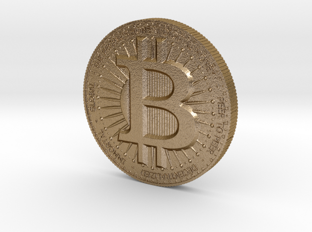 BITCOIN in Polished Gold Steel