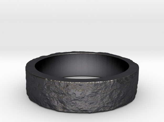 Rock Ring_R02 in Polished and Bronzed Black Steel: 8 / 56.75