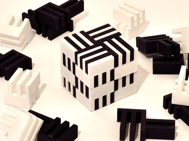 Puzzle Cube, Positive, (white) pieces in White Natural Versatile Plastic