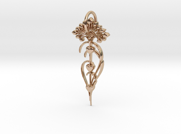 Goddess Isis Flower Pendant in 14k Rose Gold Plated Brass: Medium