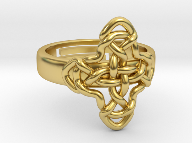 Crossed celtic knot [Sizable ring] in Polished Brass