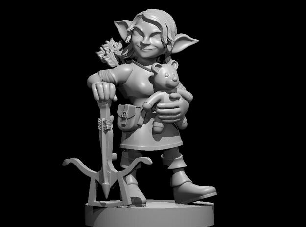 Goblin Female Rogue with Stuffed Bear in Tan Fine Detail Plastic