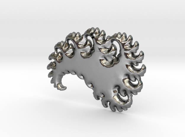 Abstract 3D Fractal Pendant in Polished Silver