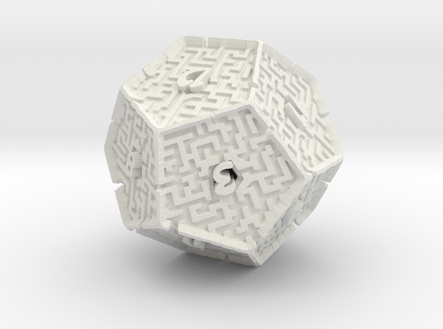 12 Sided Maze Die V2 in White Natural Versatile Plastic
