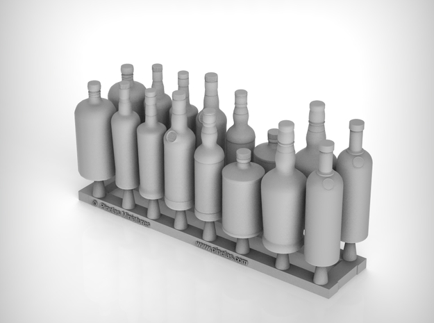 Bottles Ver02. 1:12 Scale in White Natural Versatile Plastic