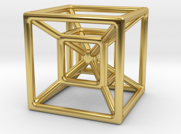 Hypercube [pendant] in Polished Brass