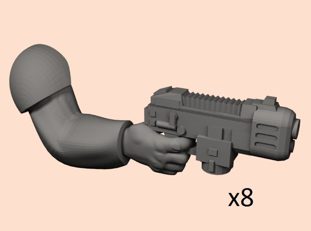 28mm arm plasma pistol in Tan Fine Detail Plastic