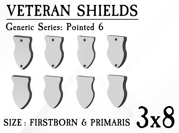 24X Veteran shields. Generic, Point 6 in Tan Fine Detail Plastic: Small