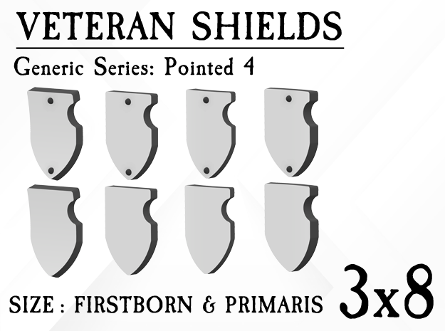 24x Veteran shields. Generic, Point 4 in Tan Fine Detail Plastic: Small