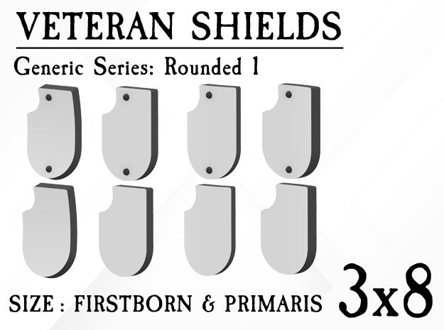 24x Veteran shields. Generic, Round 1 in Tan Fine Detail Plastic: Small