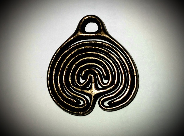 Labyrinth Pendant in Polished and Bronzed Black Steel