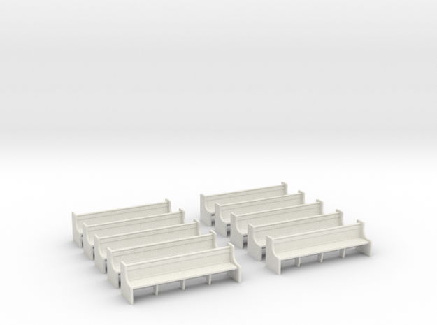 Church Pews - 4mm Scale  in White Natural Versatile Plastic