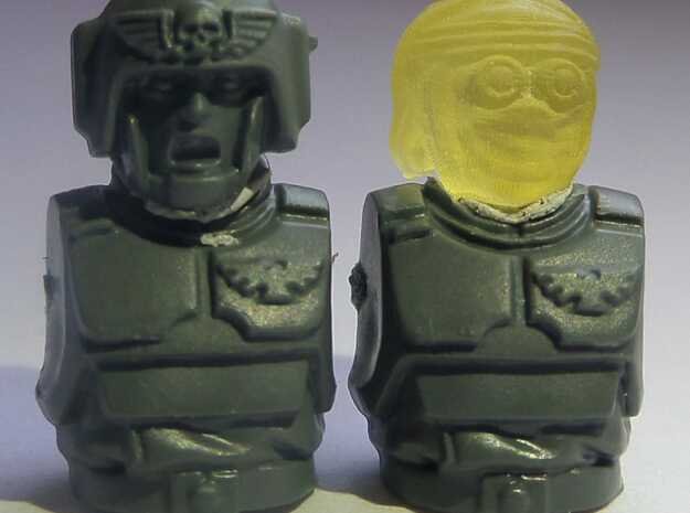 Imperial Soldier Heads With Desert Headgear 1 in Clear Ultra Fine Detail Plastic