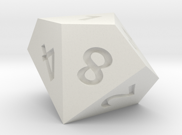 10 sided dice (d10) 20+mm dice in White Natural Versatile Plastic