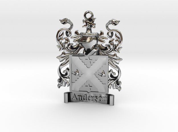 Anderson Family Crest Pendant Coat of Arms Herald in Antique Silver