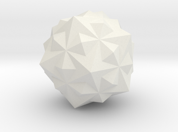 Medial Deltoidal Hexecontahedron - 1 Inch in White Natural Versatile Plastic