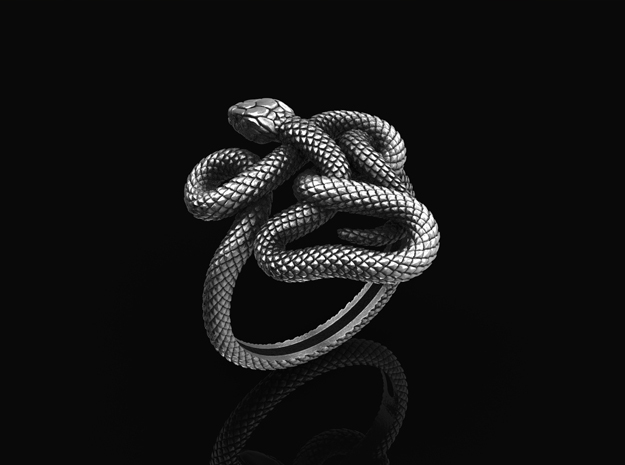 Stering Silver Snake Ring in Antique Silver