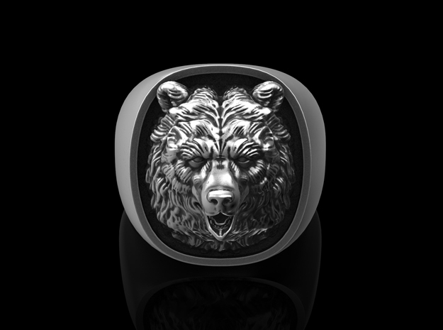 Sterling Silver Bear Ring in Antique Silver