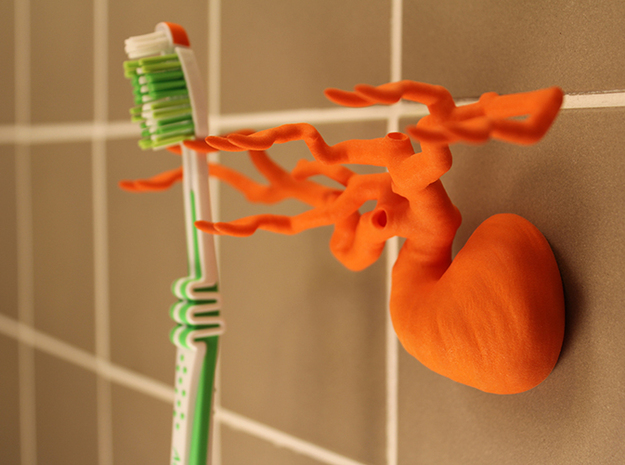 Toothbrush Tree - Six Branched in Orange Processed Versatile Plastic