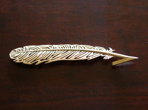 Raven Feather in Natural Brass