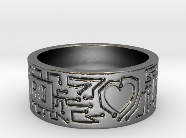 Always And Forever Cyberpunk Wedding Ring in Fine Detail Polished Silver: 6 / 51.5