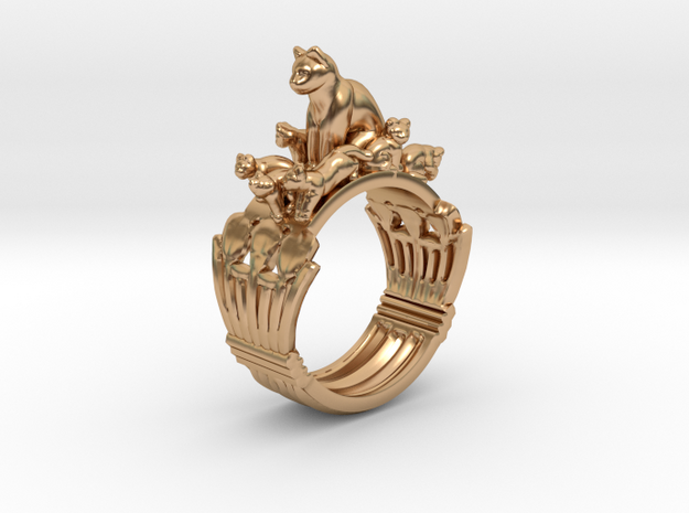 Egyptian Cat Ring "What about the kittens?" 4-13 in Polished Bronze: 9 / 59