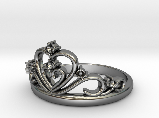 Princess crown ring in Fine Detail Polished Silver
